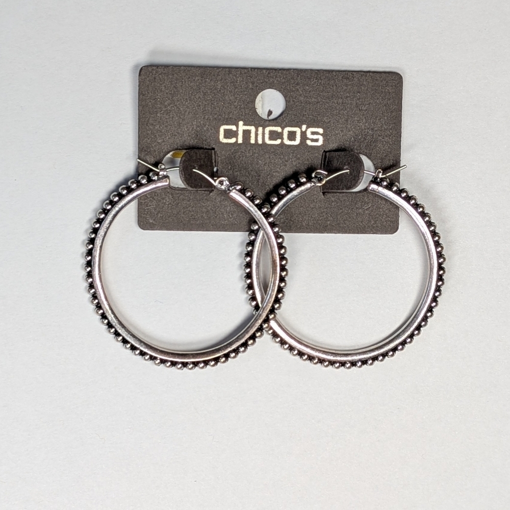Chico's Beaded Texture Hoop Earrings